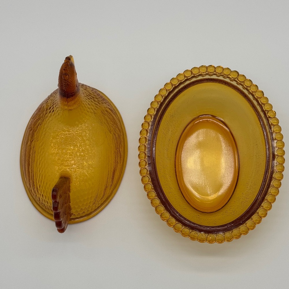 Amber Indiana Glass Hen on Nest Covered Dish Vintage Honey Brown - Picture 6 of 16